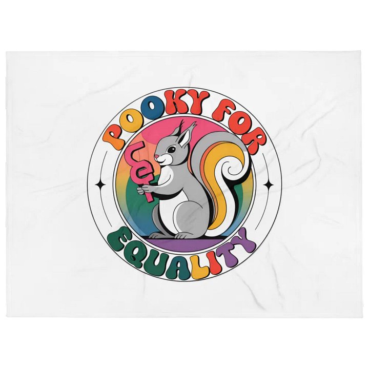 Ultra soft and plushy blanket: Pooky For Equality, Circular with rainbow, sacred geometry in background with stylized boarder and iconic 70s hippie font product image (1)