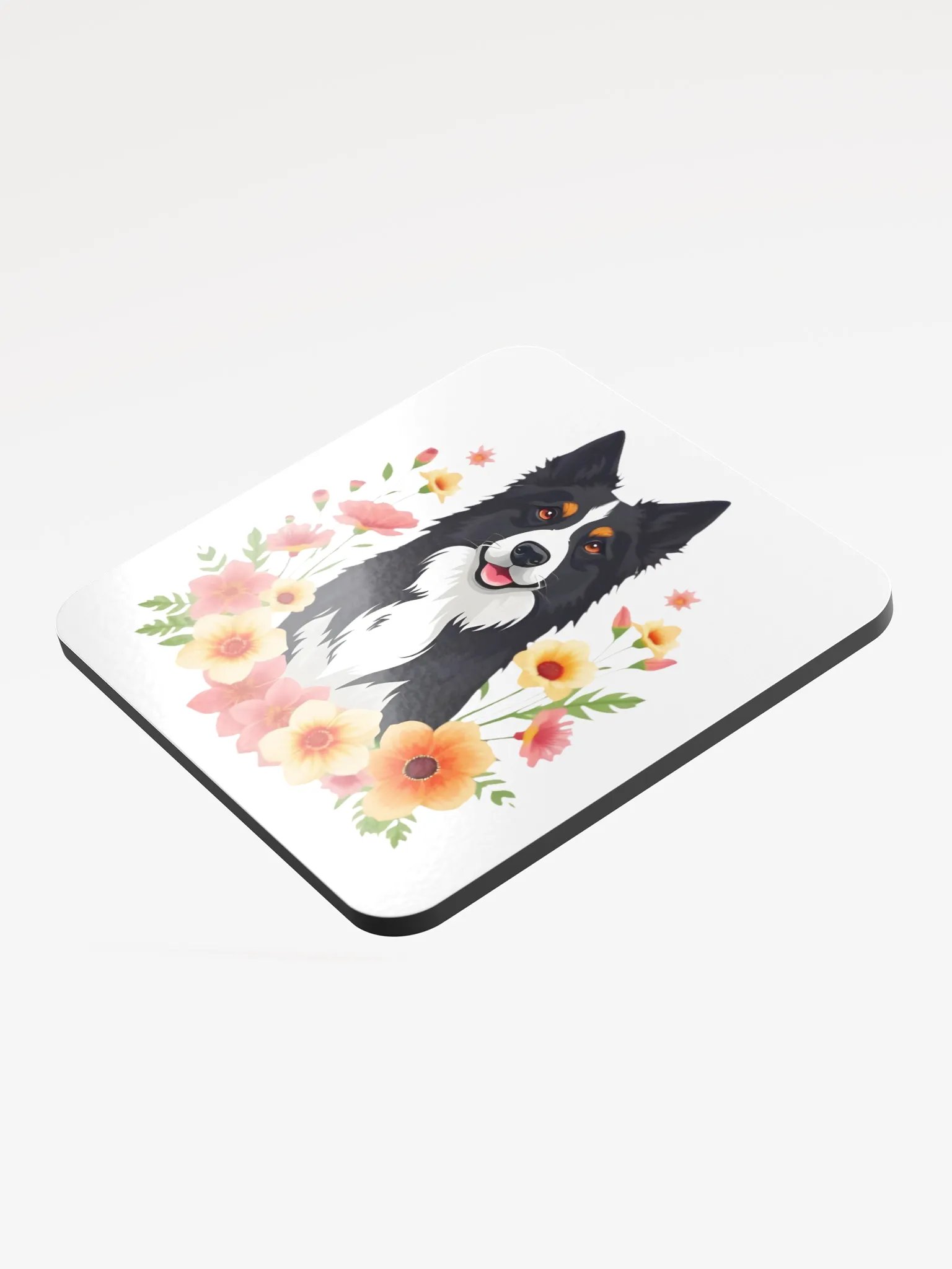 Floral Border Collie Cork Coaster product image (3)