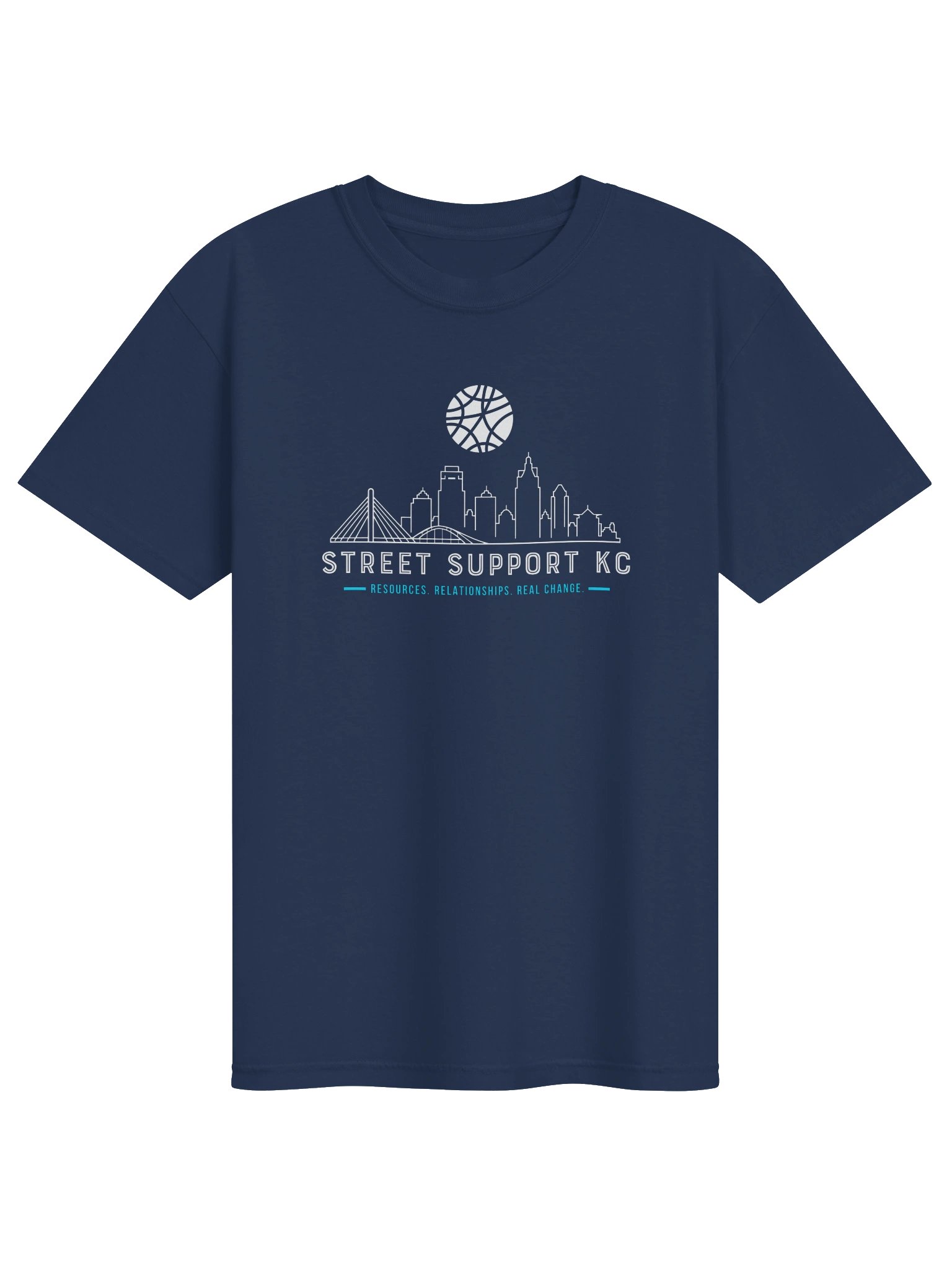 Street Support KC Skyline Tee – True Navy product image (1)