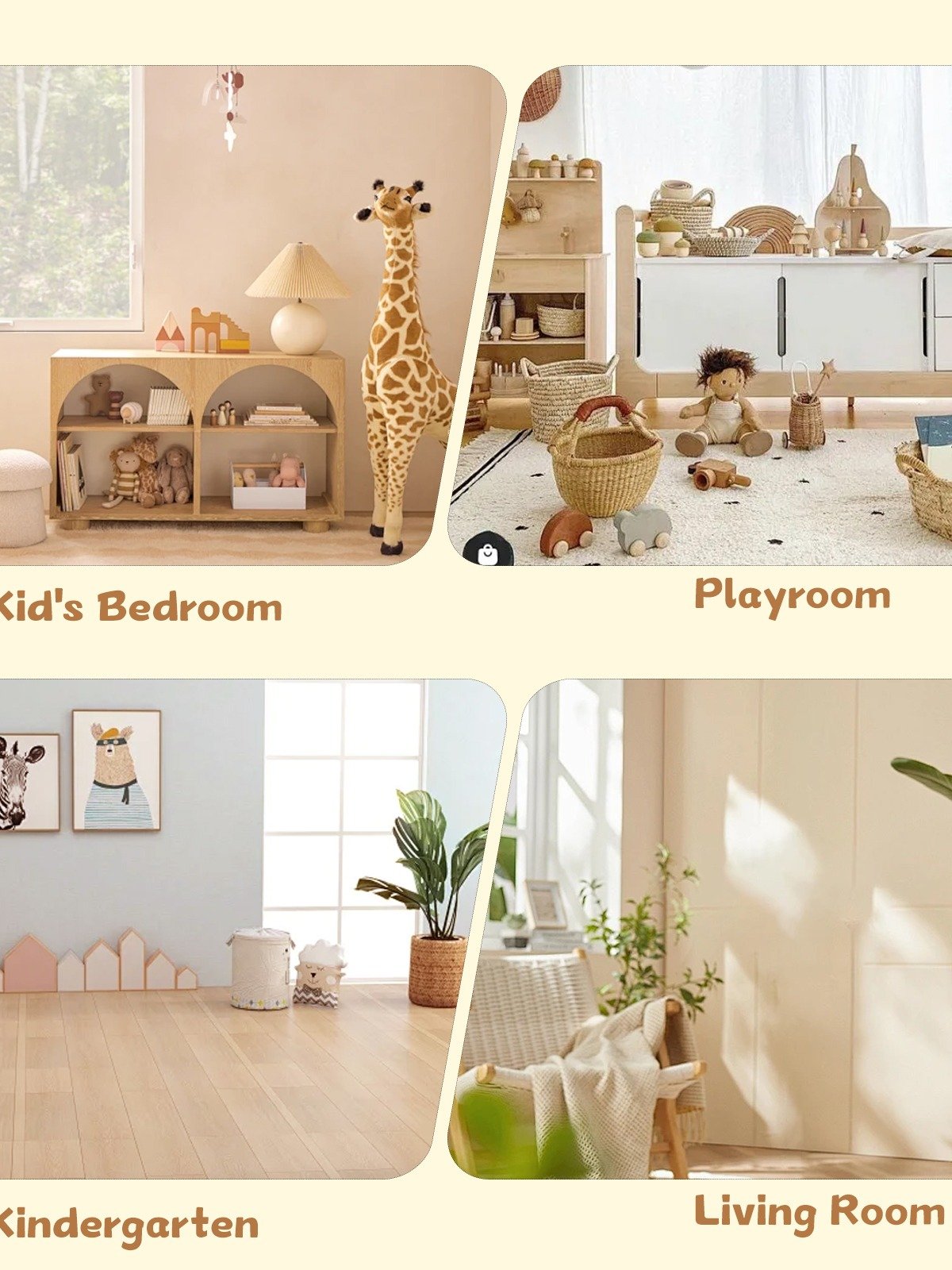 2-Tier Portable Toy Storage, Kids Toy Organizer W/2 Removable Bins with 4 Wheels（Wood) product image (7)