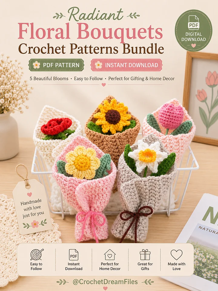 Radiant Floral Bouquets Crochet Patterns Bundle product image (1)