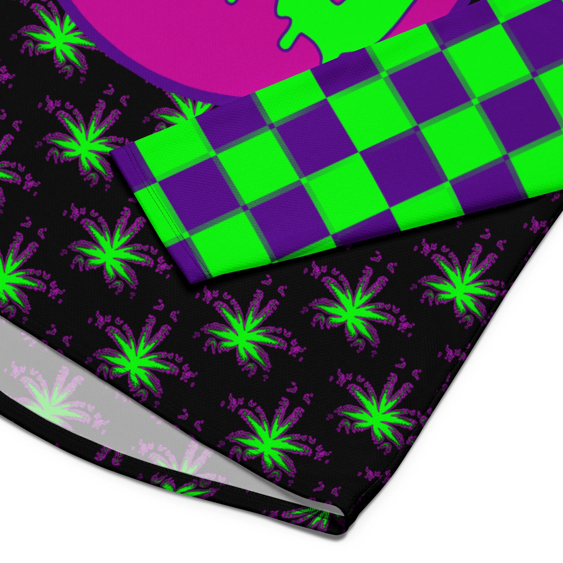 Cannabis 420 Hockey Jersey, Pot Leaf Stoner Clothes, Weird Weed EDM Rave Shirt, Neon 90s Checkers Retro Fashion, Alt Techno Dance Party Wear product image (6)