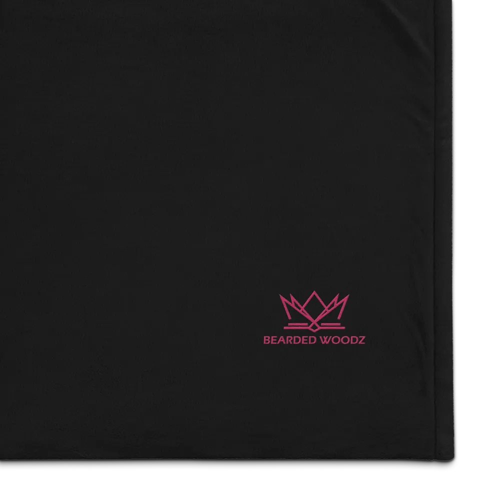 Bearded Woodz Embroider Sherpa Blanket (Black/ Flamingo) product image (1)