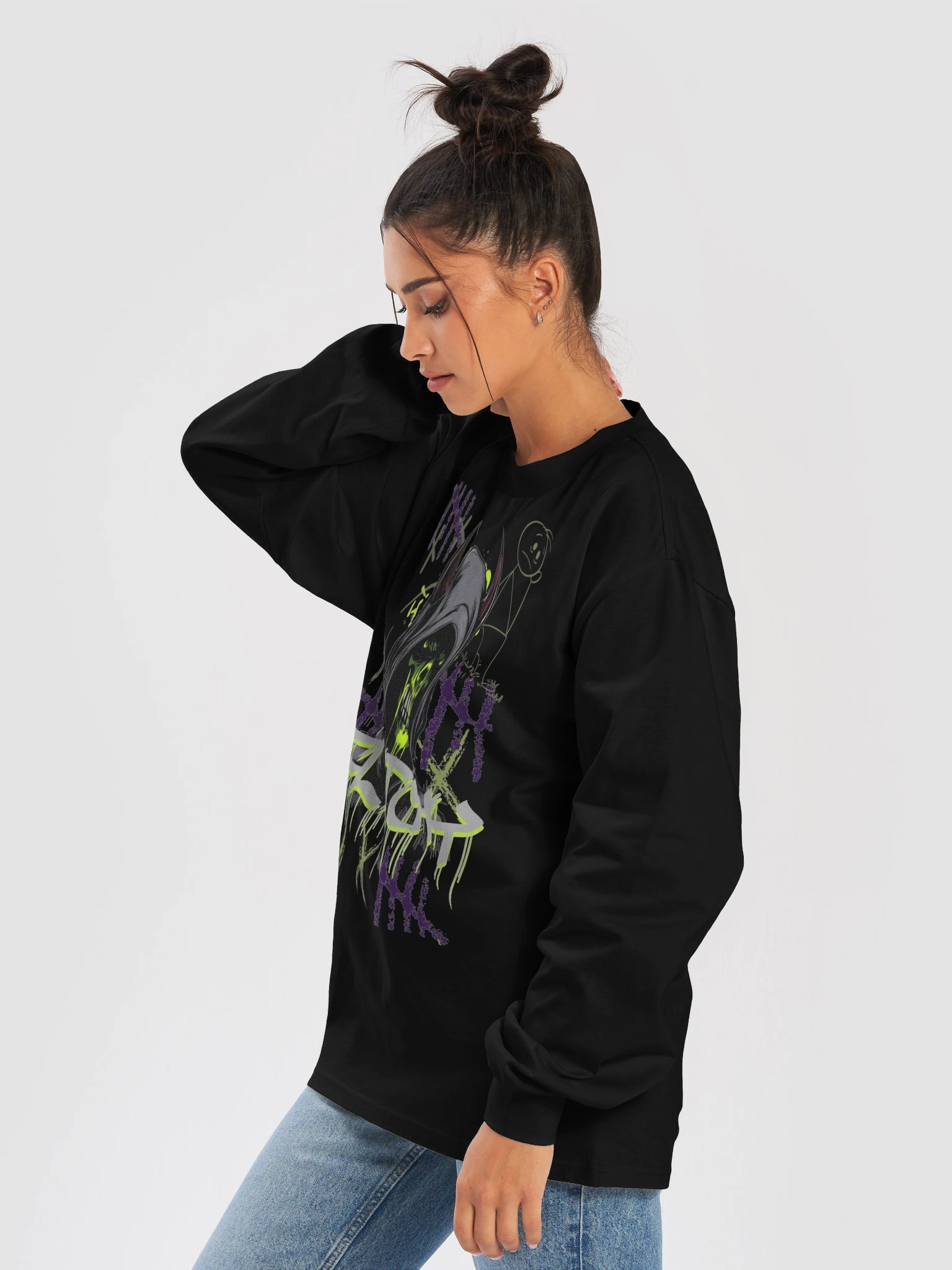 Neon Hooded Skull Graffiti Long Sleeve product image (13)