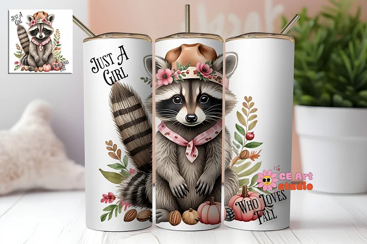 Just a Girl Who Loves Fall - Raccoon Tumbler Wrap PNG product image (1)