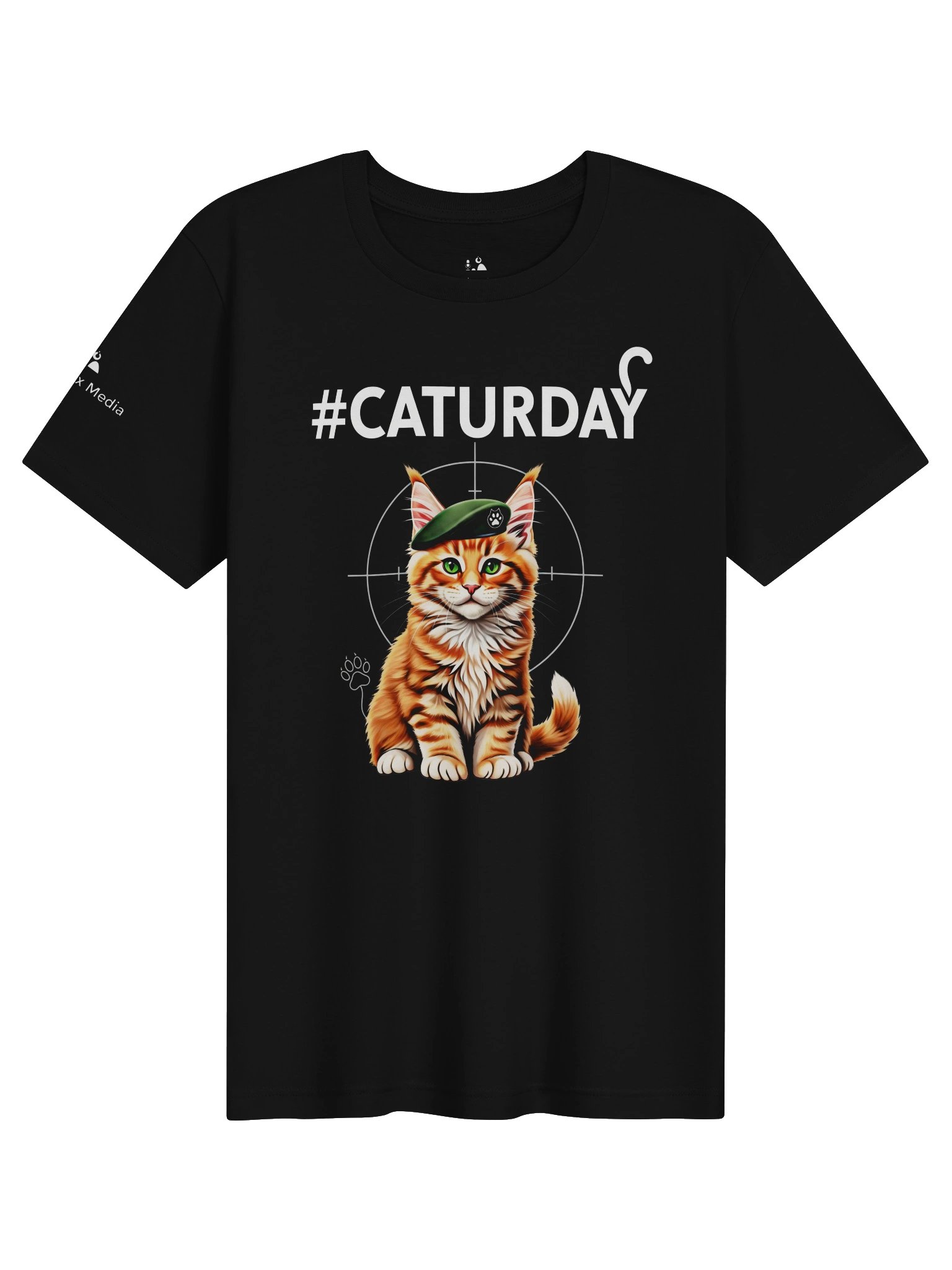 Operation #Caturday Green Beret Orange Cat Tee - Available Only In Black product image (1)
