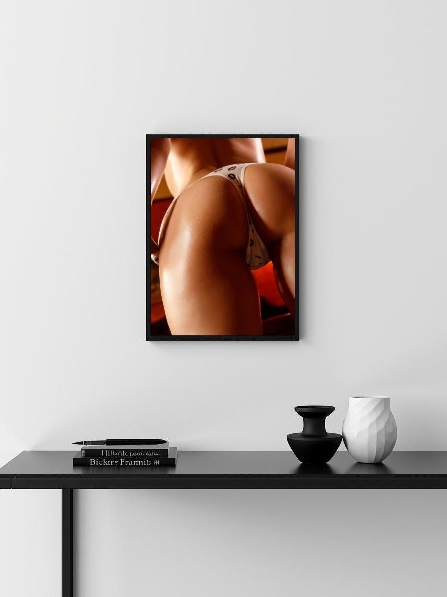 Red Lip Print Thong Back Pose – Glossy 8x10 Metal Print product image (3)
