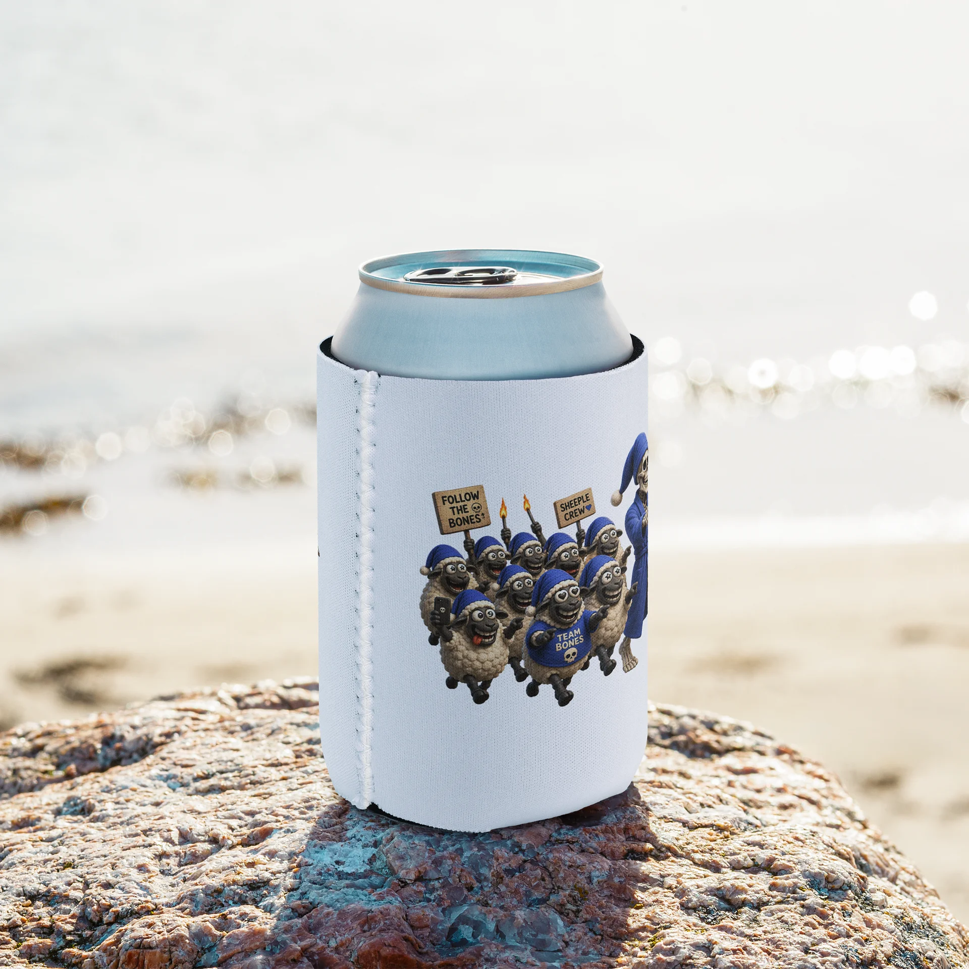 ''Sheeples Follow The Bones'' Coozie Can Cooler product image (9)