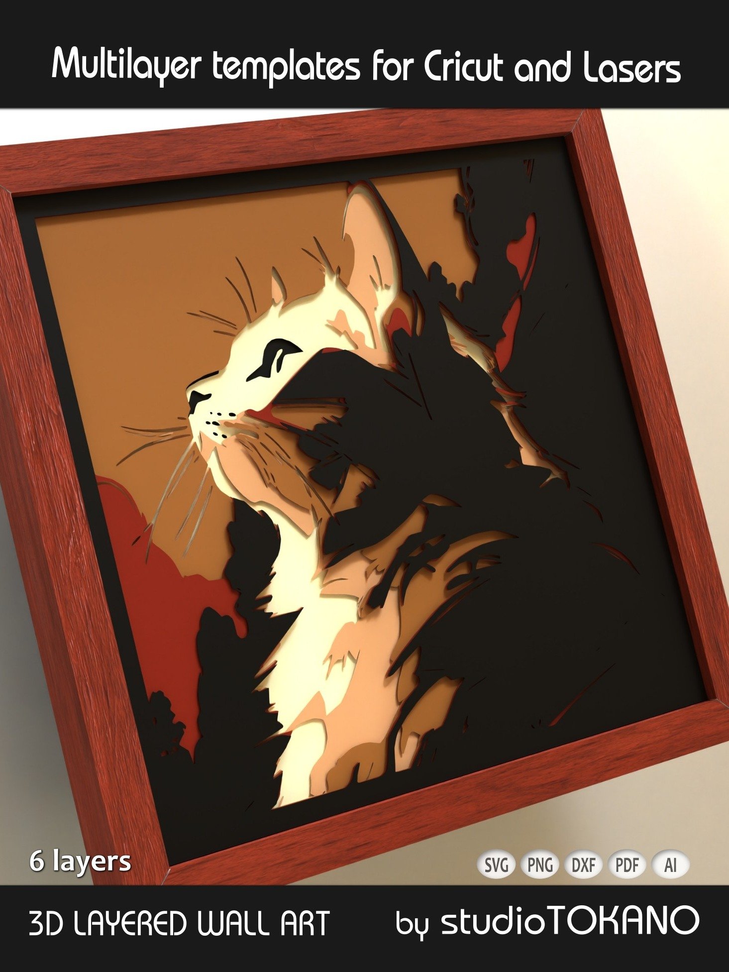 Cat 3D SVG Cut File product image (3)