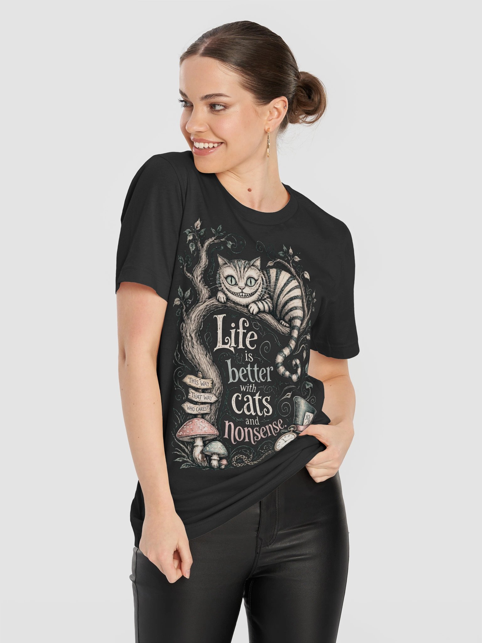 Cheshire Cat Shirt, Wonderland Nonsense Tee, Whimsical Dark Alice Graphic product image (68)