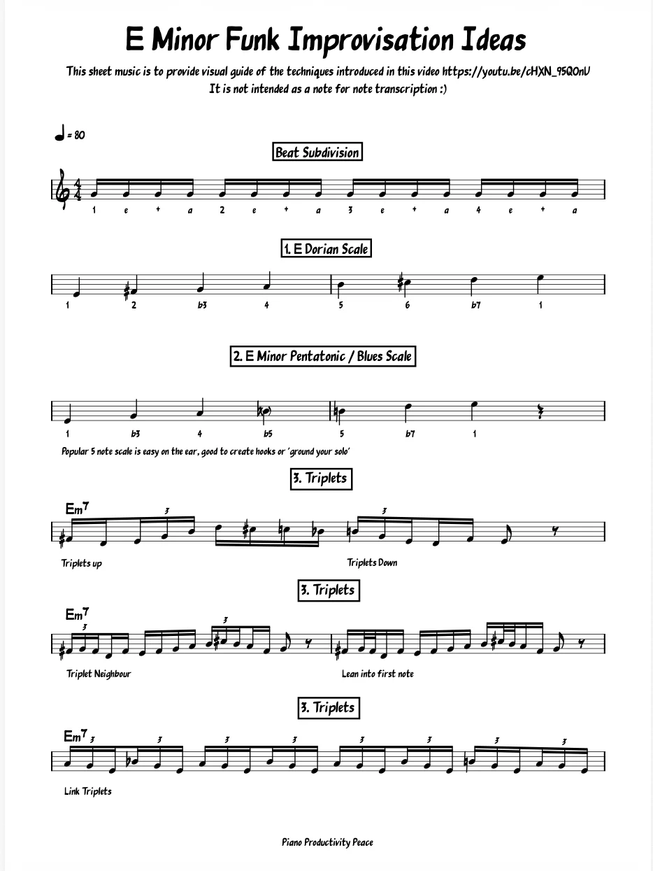 Funk Improvisation Piano Tutorial in E minor product image (1)
