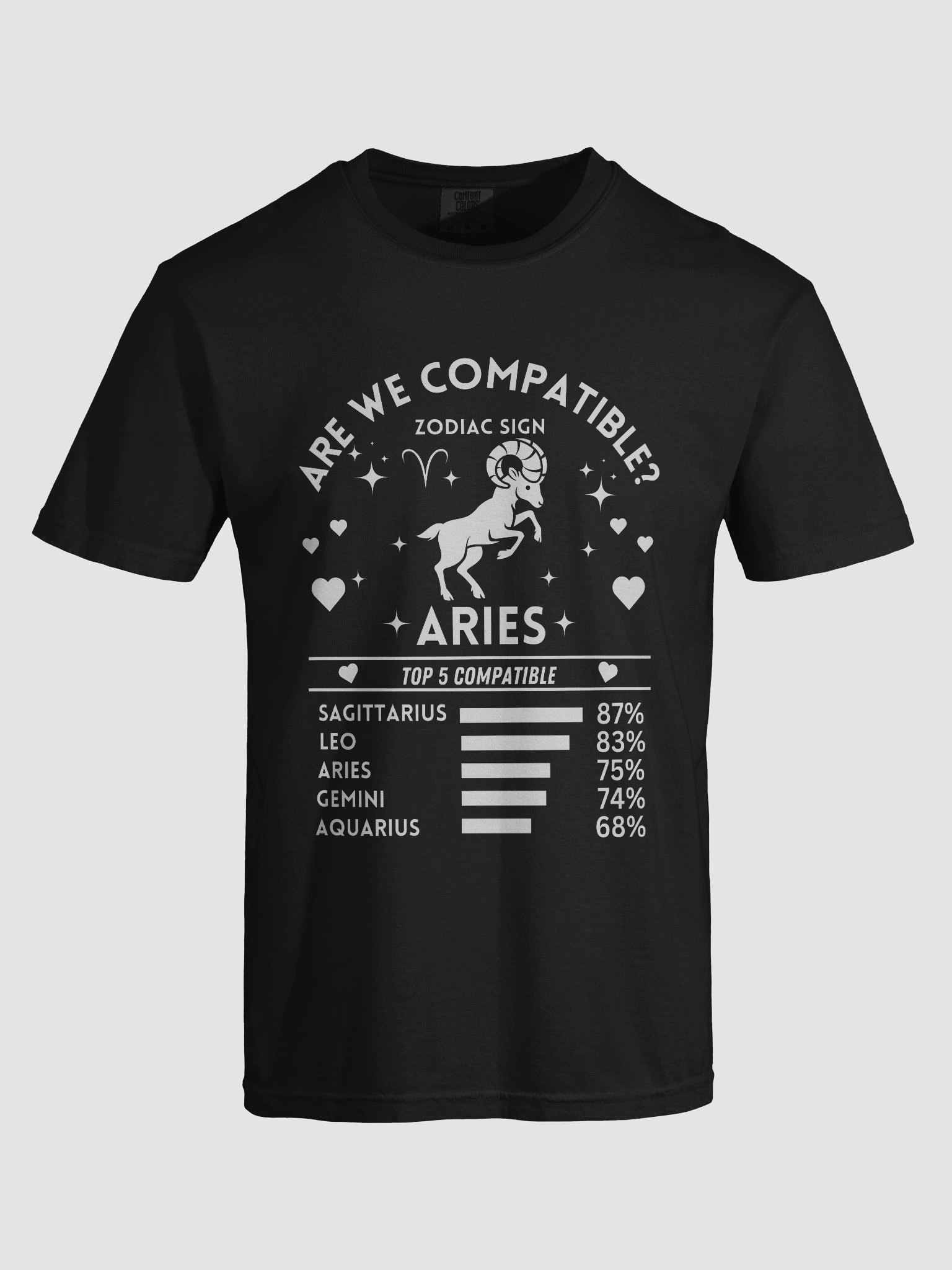 Aries Zodiac Sign Romantic Compatibility T-Shirt - Dark Comfort Colors 1717 product image (5)