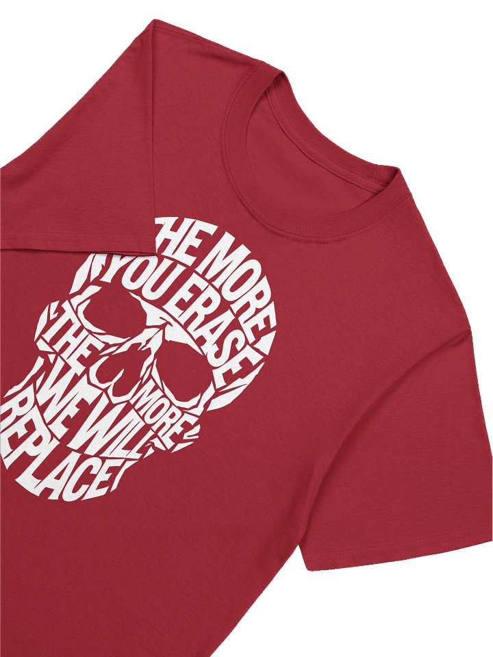 The More You Erase Typographic Skull Graphic T-Shirt White on Red product image (1)