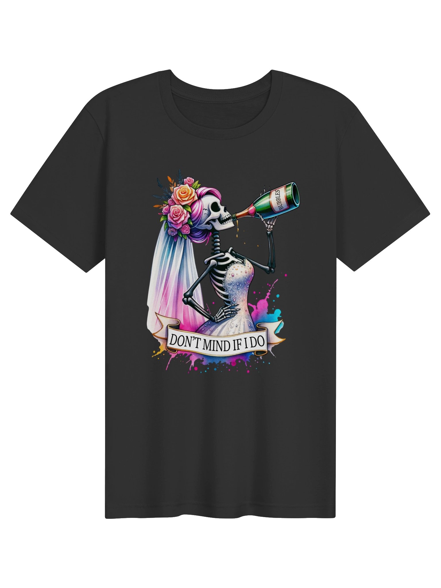 Don't Mind If I Do Bride T-Shirt | Funny Skeleton Bride Wedding Tee product image (1)