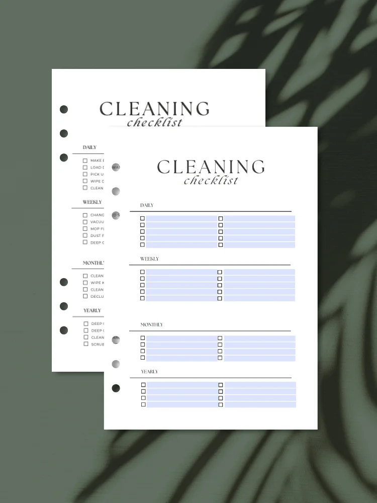 Aesthetic Minimal Cleaning Checklist | A5 Printable with Fillable Fields product image (1)
