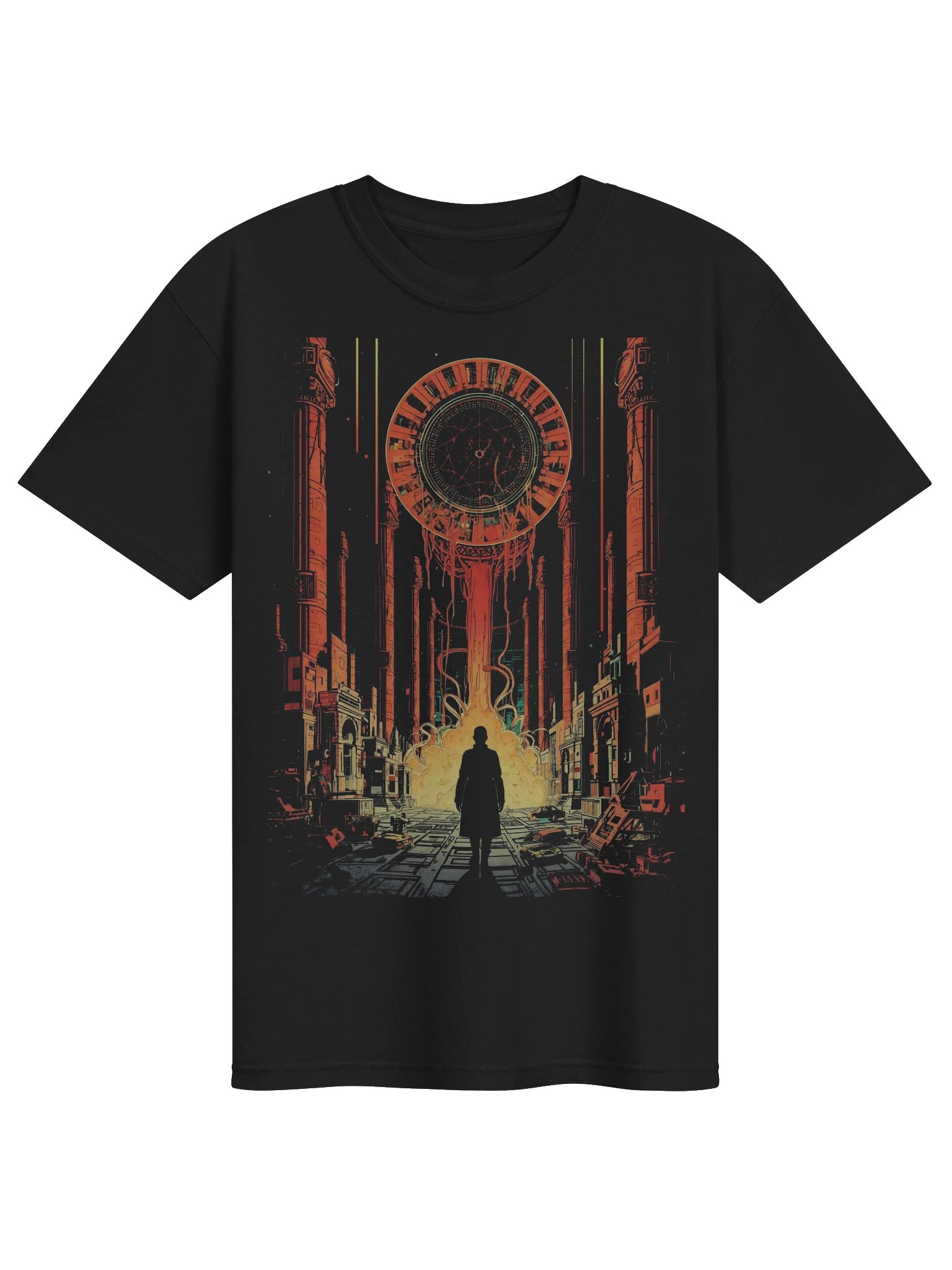 Neon Portal City Sci-Fi Heavyweight T-Shirt product image (1)