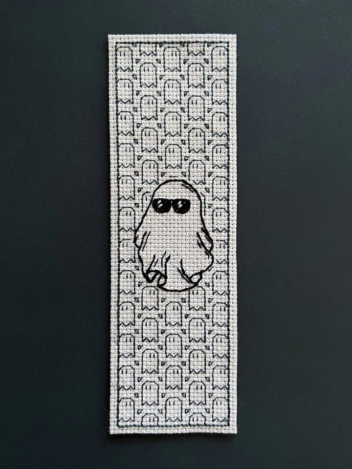 Unfazed Phantom Bookmark • Blackwork Cross Stitch Pattern • PDF Digital Download product image (2)