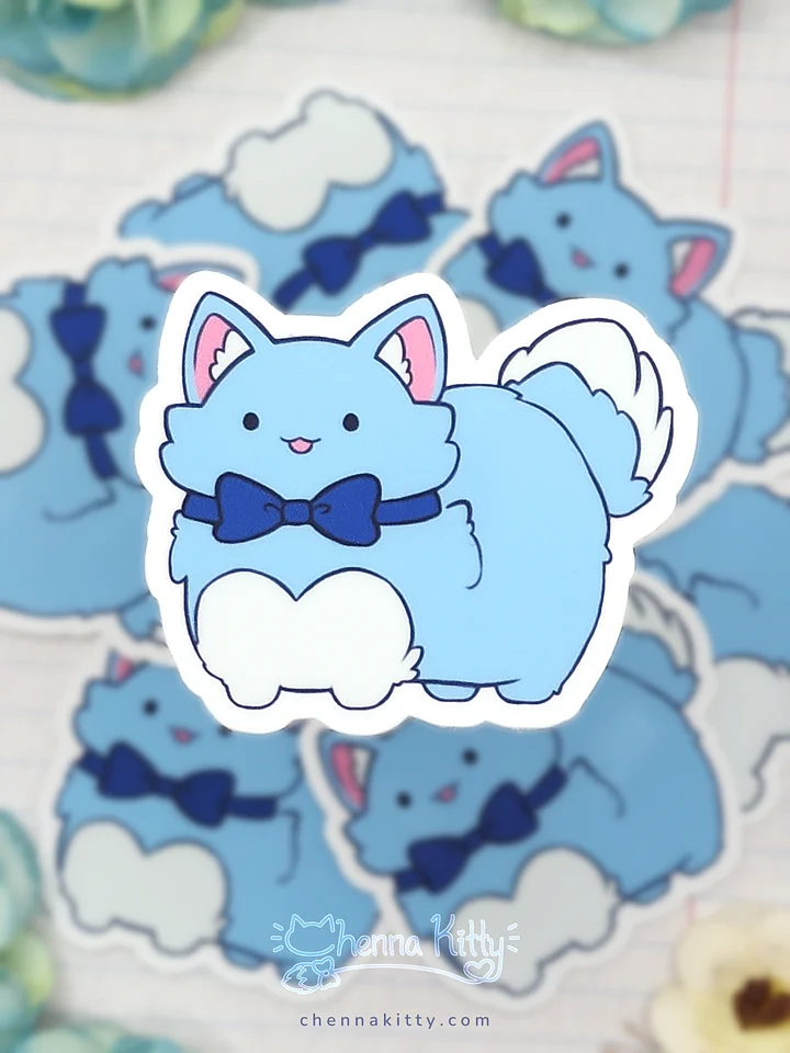 Chennizen - Fluffy Blue Cat Vinyl Sticker product image (1)