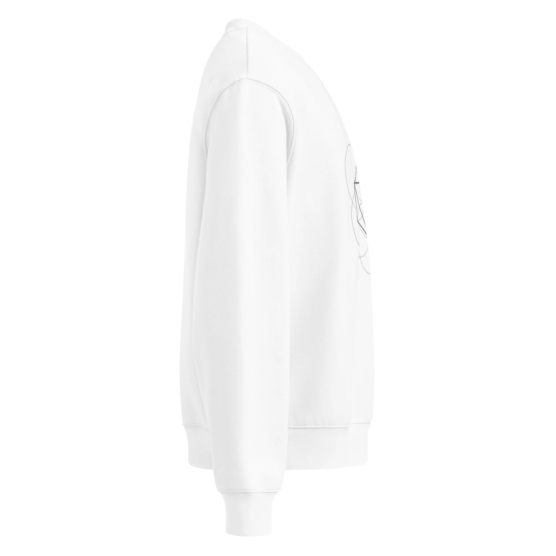 White Sweater – Grey Octahedron (Centered Front & Upper Back Print) product image (4)