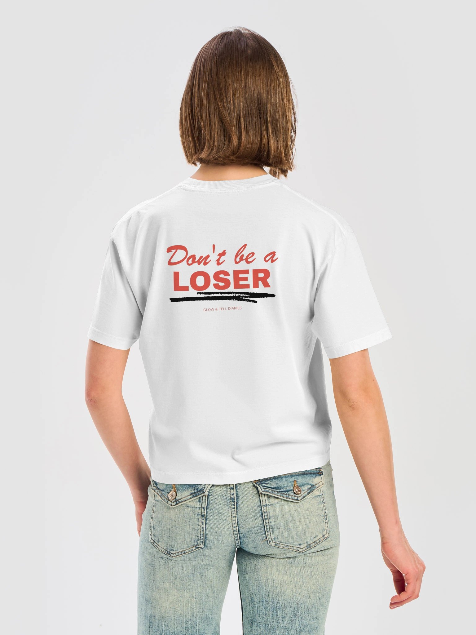 Don't be a LOSER womens Boxy white Tee product image (6)