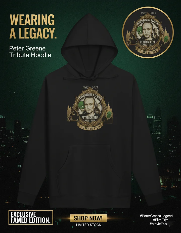 Peter Greene Memorial Hoodie (1965-2025) – "A Life In Film" Gold Tribute Pullover product image (1)