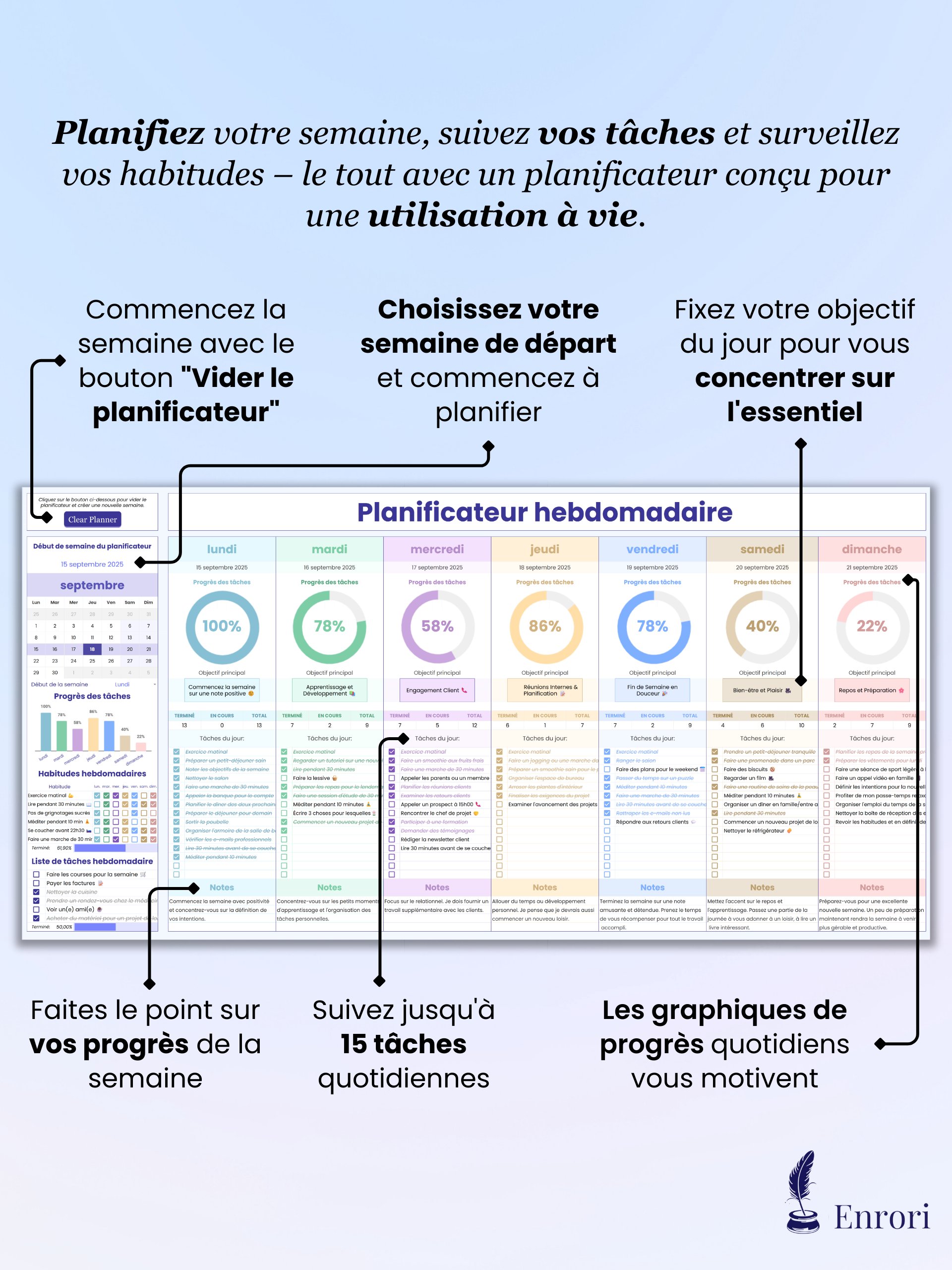 Planificateur journalier & hebdomadaire product image (4)
