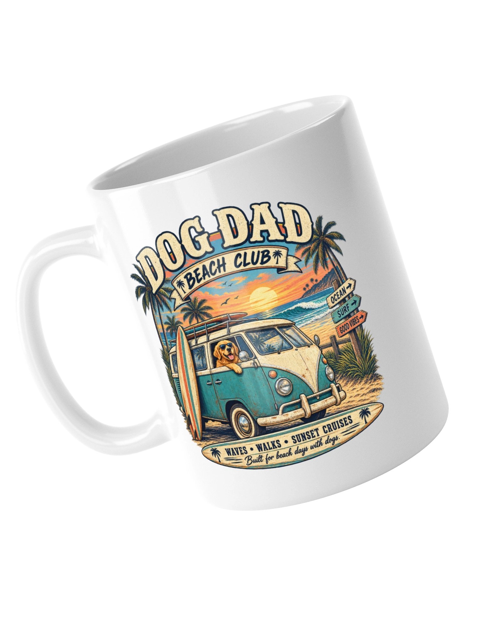 Dog Dad Beach Club Mug | Vintage Surf Dog Dad Coffee Mug product image (14)