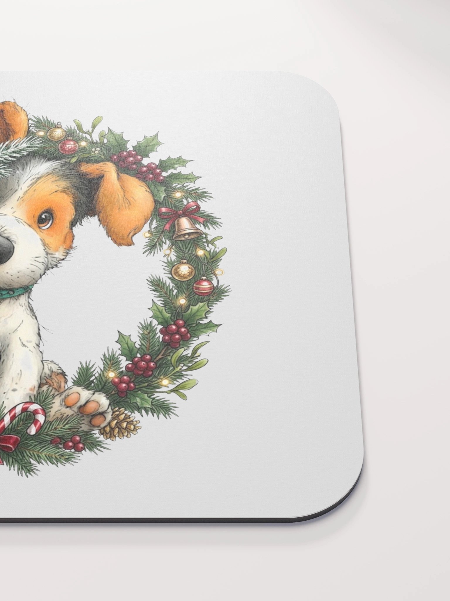 Christmas Dog Wreath Mouse Pad product image (5)