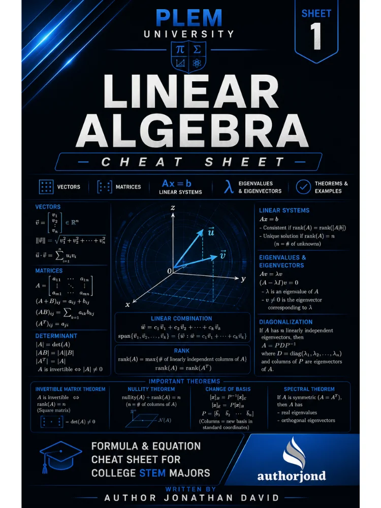 The Ultimate Cheat Sheet for STEM Majors | Linear Algebra product image (1)