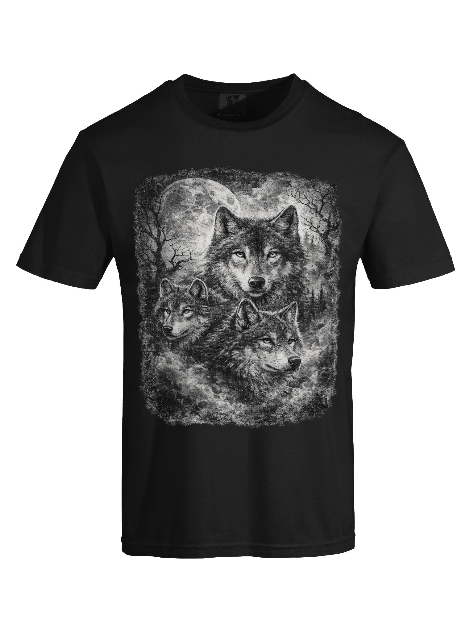 Moonlit Wolf Pack Graphic Tee | Vintage Wilderness Nature Shirt product image (5)