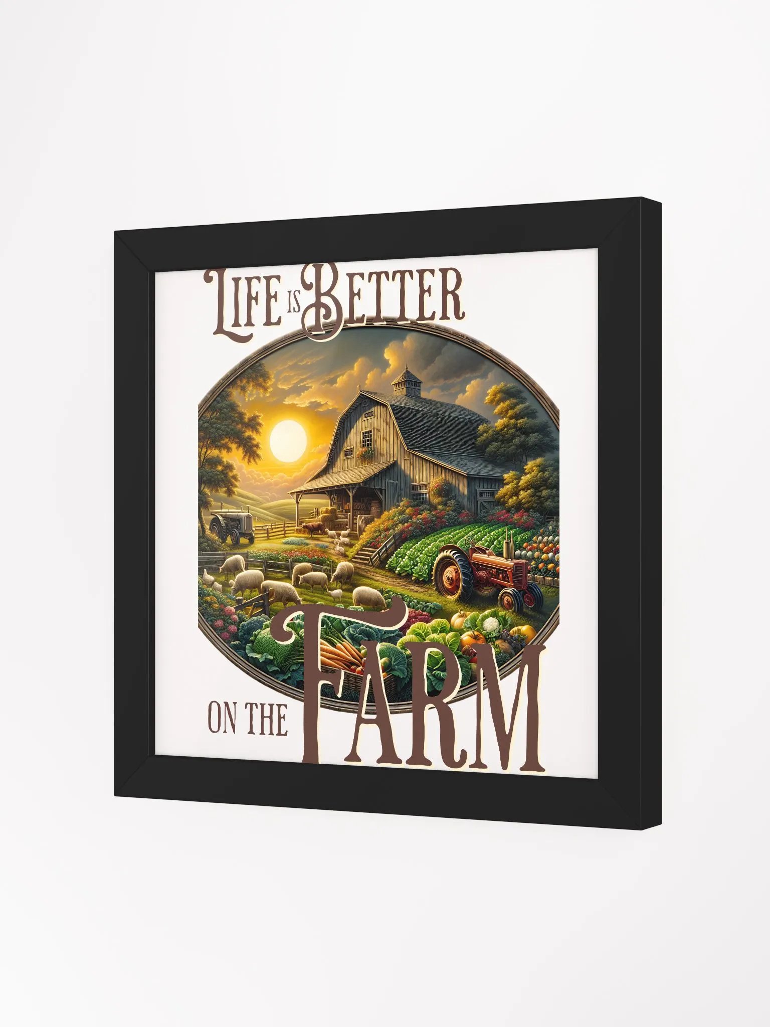 Life is Better on the Farm Framed Square Poster | Where Simplicity Meets Serenity | A Tribute to the Beauty of Rural Living | Homegrown Happiness | Farm Life, a Life Well Lived product image (2)