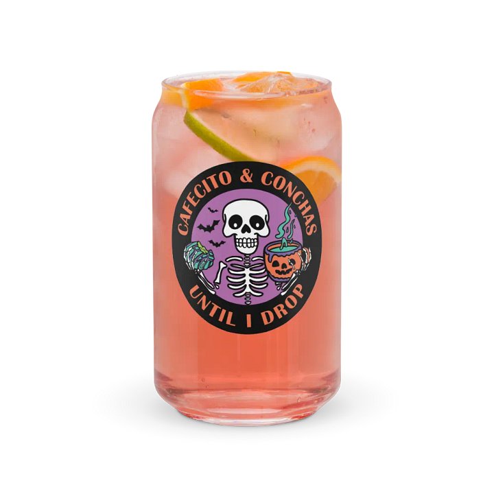 Cafecito and Conchas Halloween Skeleton 16oz Can-Shaped Drinking Glass product image (2)