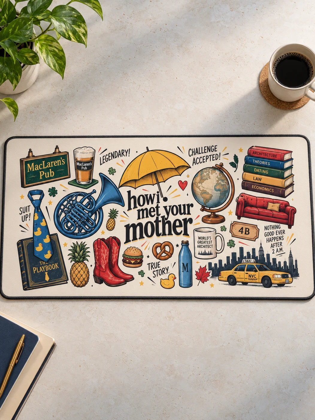How I Met Your Mother Desk Mat, MacLaren's Pub Illustrated Neoprene Desk Pad product image (2)