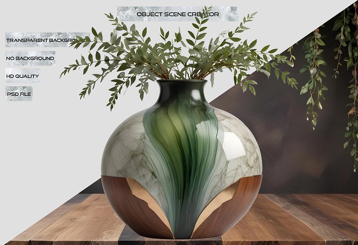 Luxe Botanique – Verdant Elegance Vase PNG product image (2)