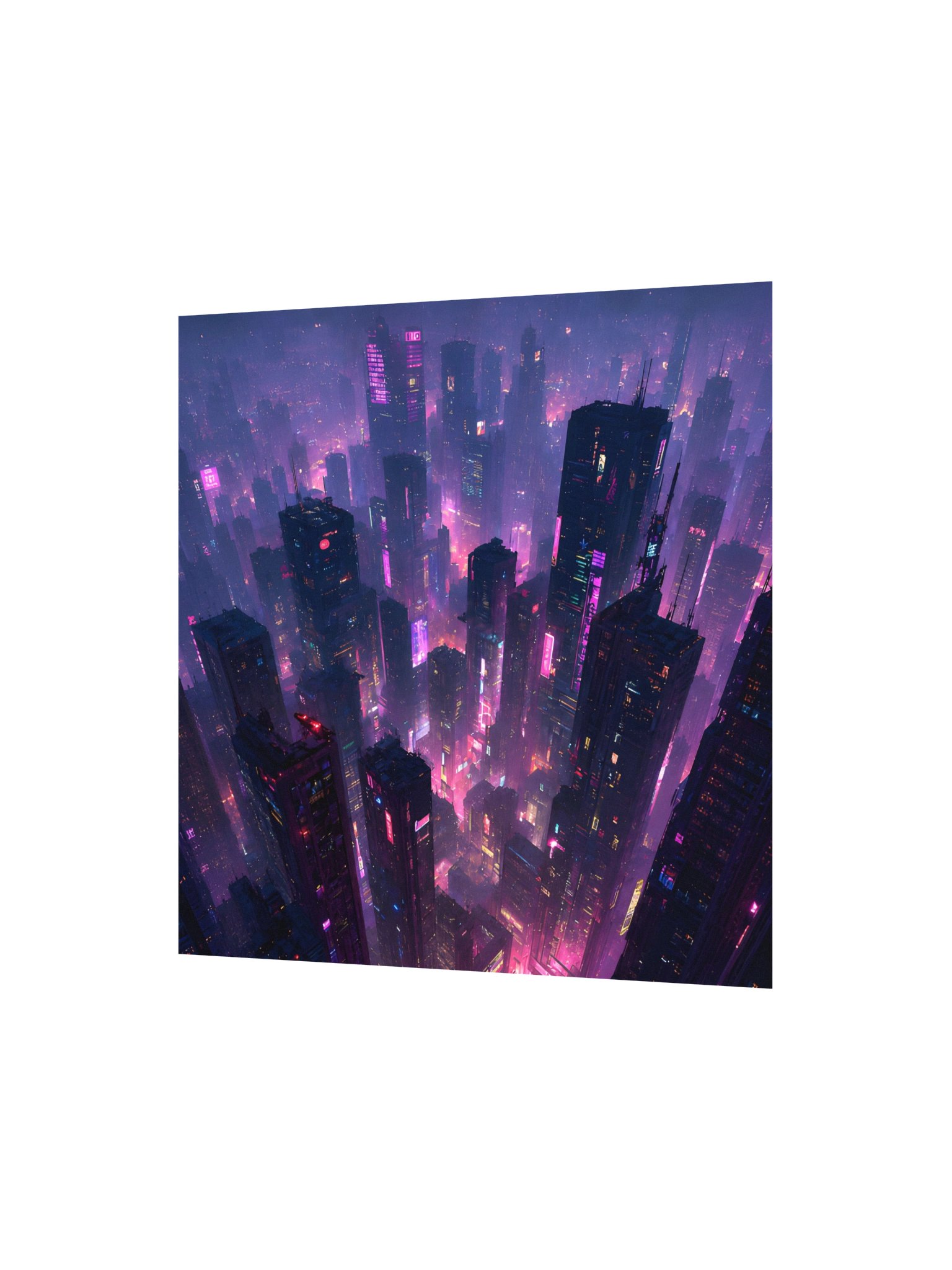 Neon Pink Cyberpunk City Poster 10x10 | Futuristic Gamer Tech Office Decor & Digital Art Gift product image (4)