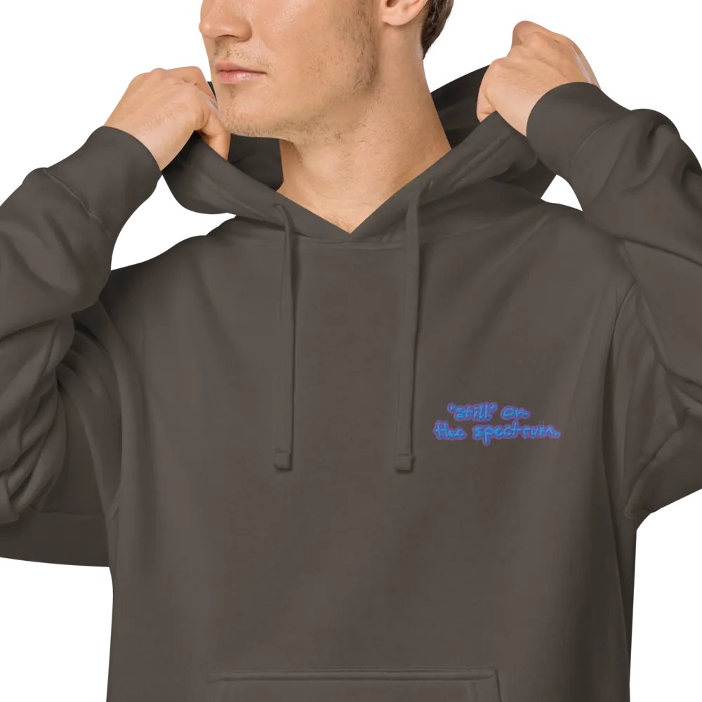 *still* on the spectrum (L.C. violet design) embroidered pigment hoodie product image (7)