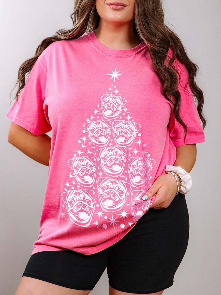 Pug(2) Christmas Tree T-Shirt product image (1)