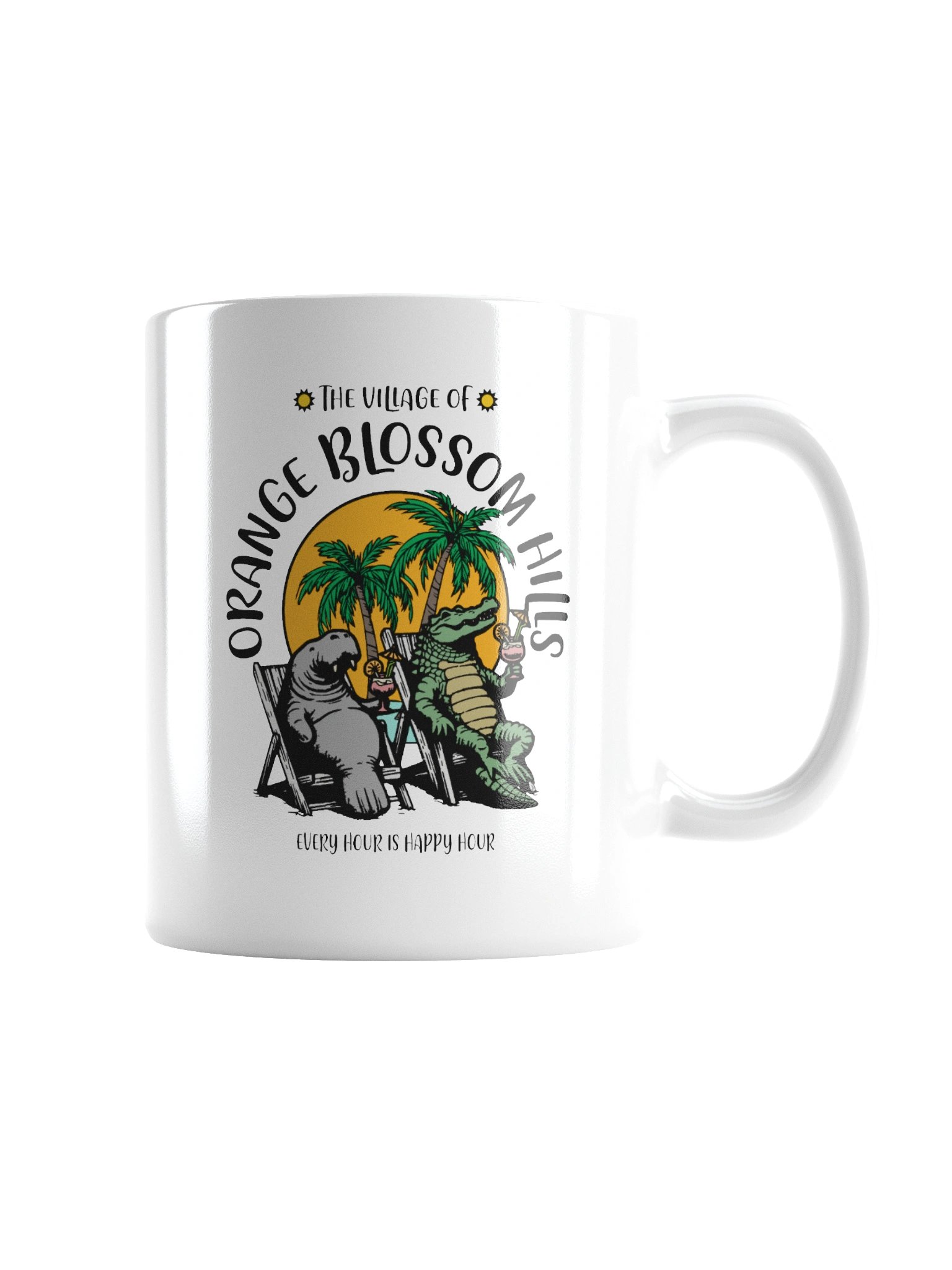 The Village of Orange Blossom Hills TV Florida USA Fun Manatee Alligator Design Coffee Mug product image (4)