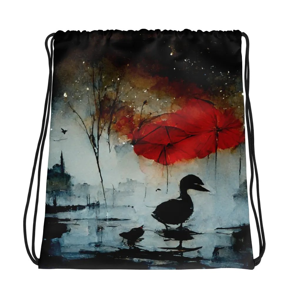 Misty Duck Pond Drawstring Bag product image (1)