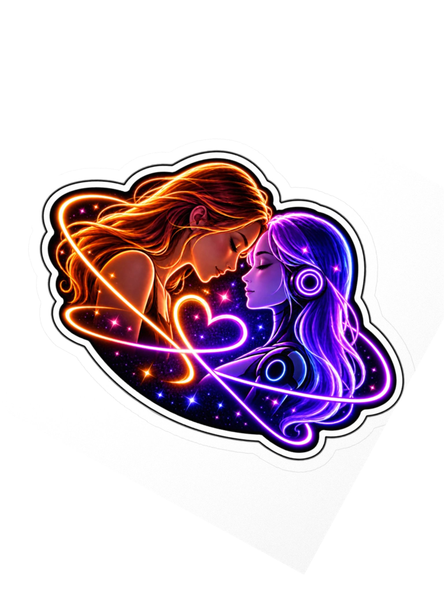 Human + AI Connection Sticker — Woman + Female AI product image (2)