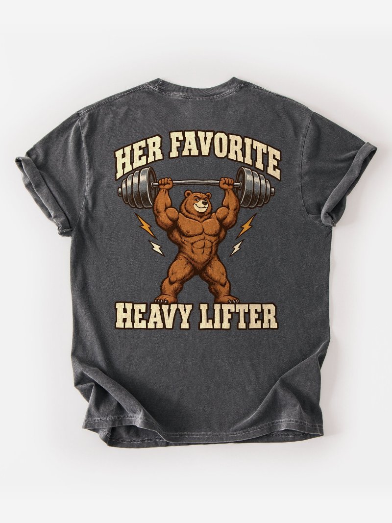 Her Favorite Heavy Lifter Oversized Gym Tee | Gym Shirt for Him product image (1)