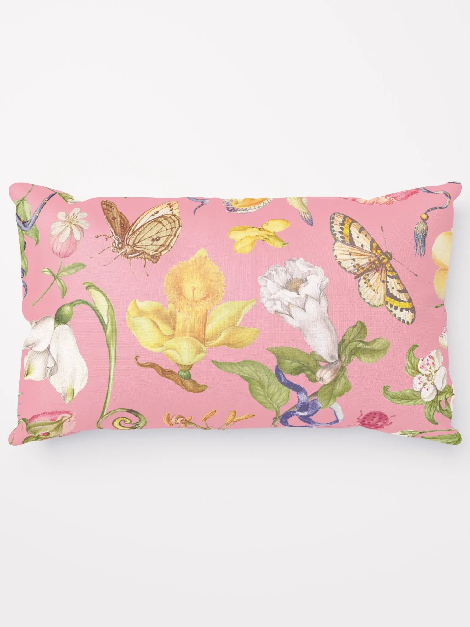 Vintage-Inspired Floral & Butterfly All-Over Print Pillow – Pink product image (1)