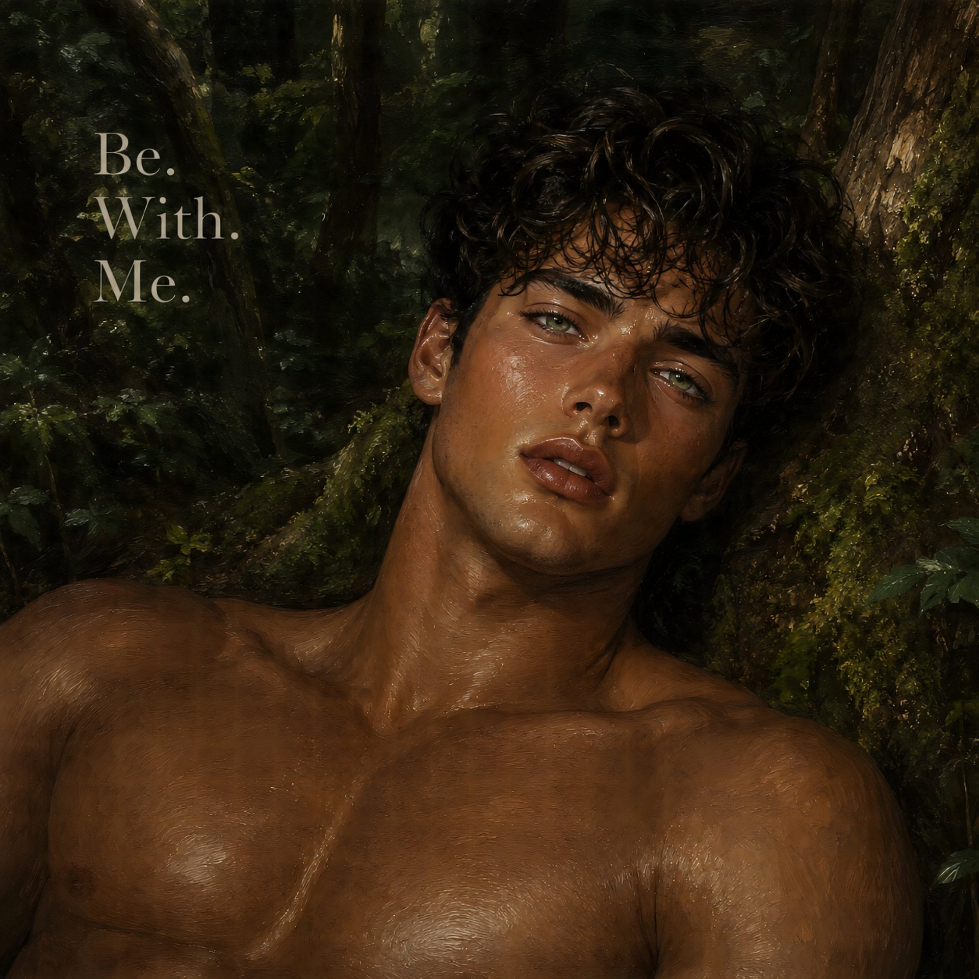 Be With Me Male Portrait Digital Art Print | Romantic Forest Gift For Him | Valentine Birthday Xmas product image (2)
