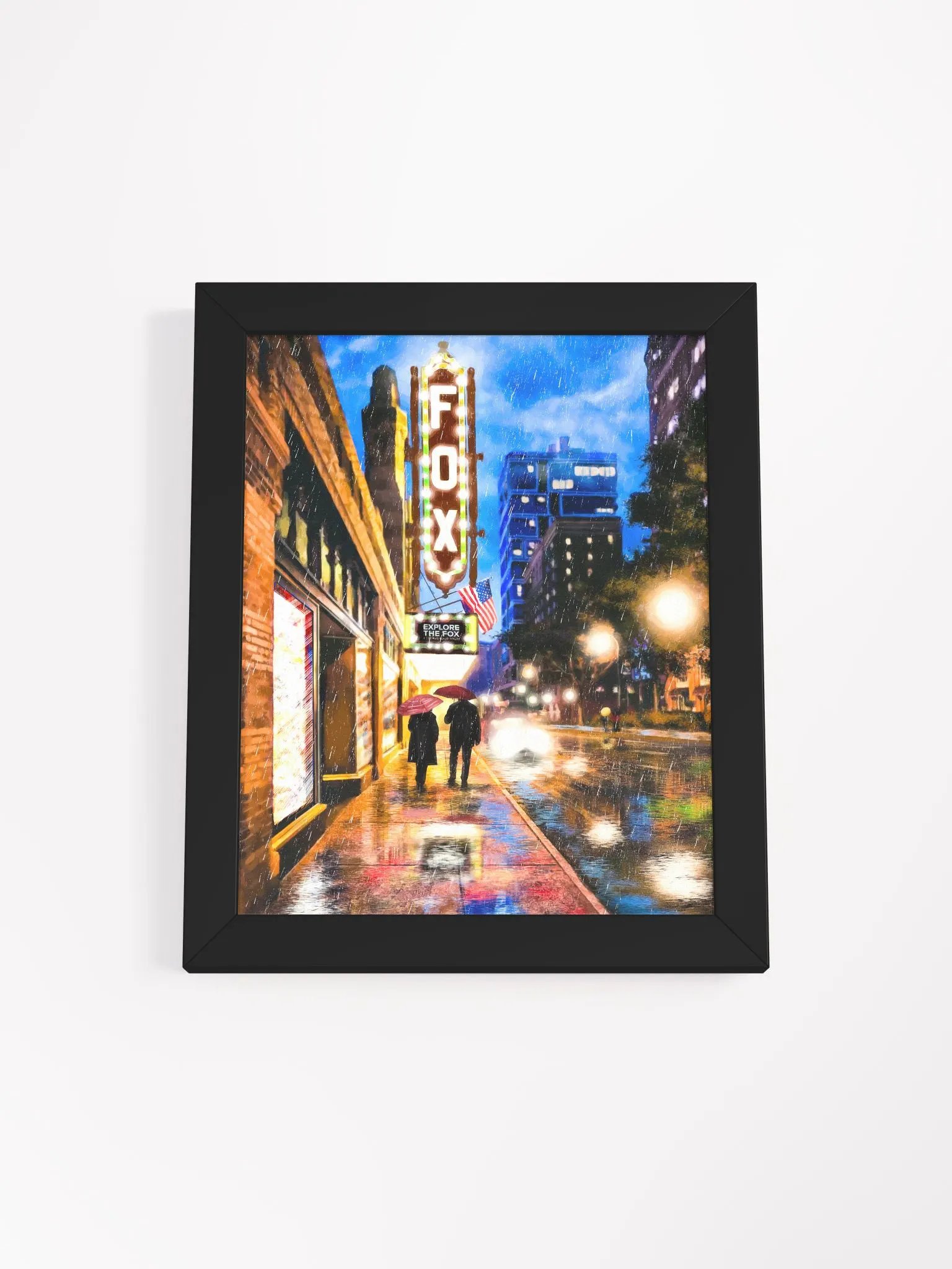 Fox Theatre At Night – Rainy Atlanta Studio Framed Print product image (1)