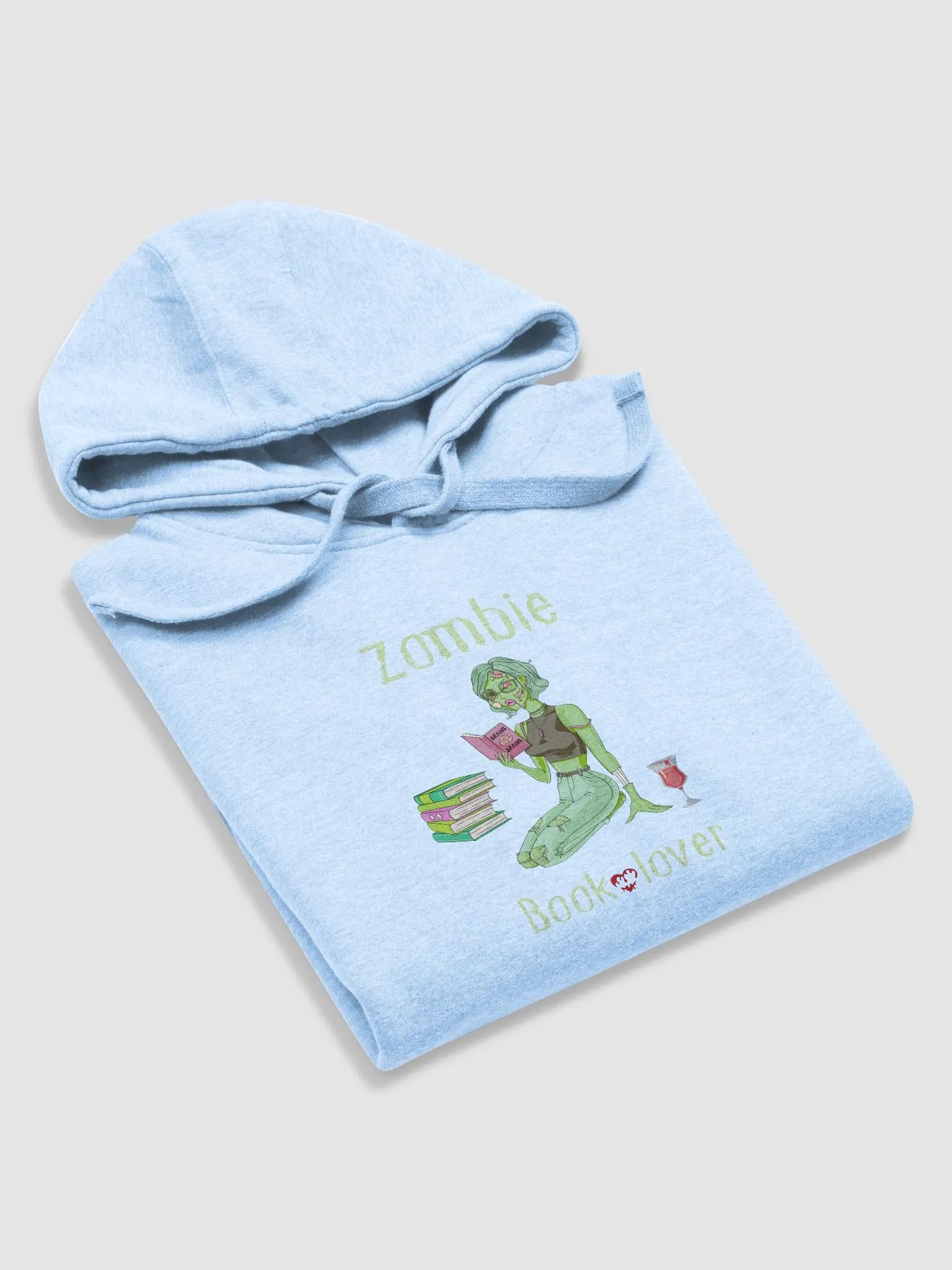 Zombie Book Lover Sky Blue Unisex Hoodie product image (5)