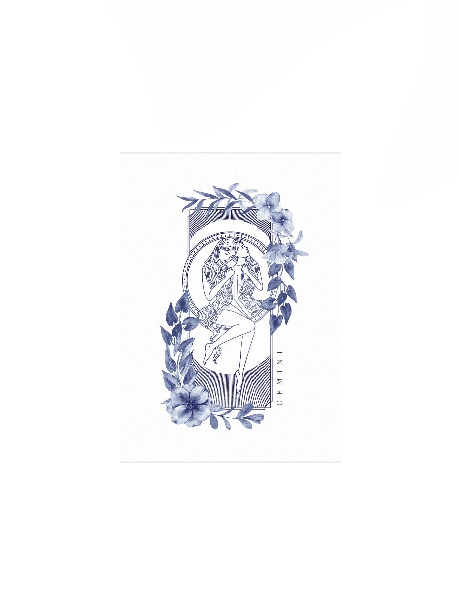 Gemini Blue Line Art Zodiac Print product image (4)