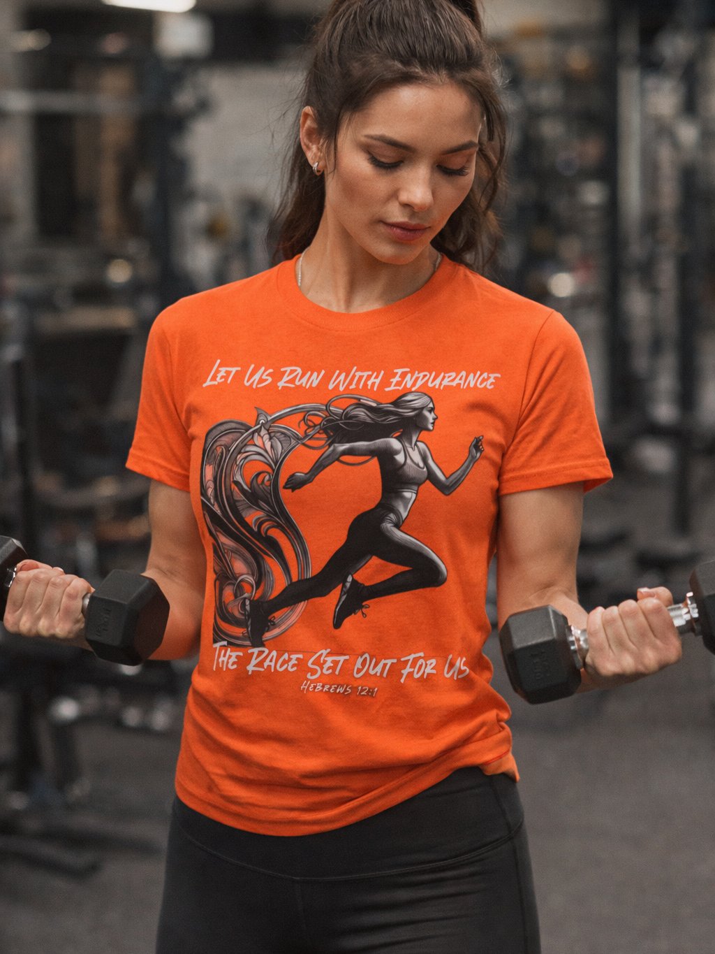 Run with Endurance T-Shirt – Hebrews 12:1 Bible Verse Ladies Running Christian Faith Tee product image (4)