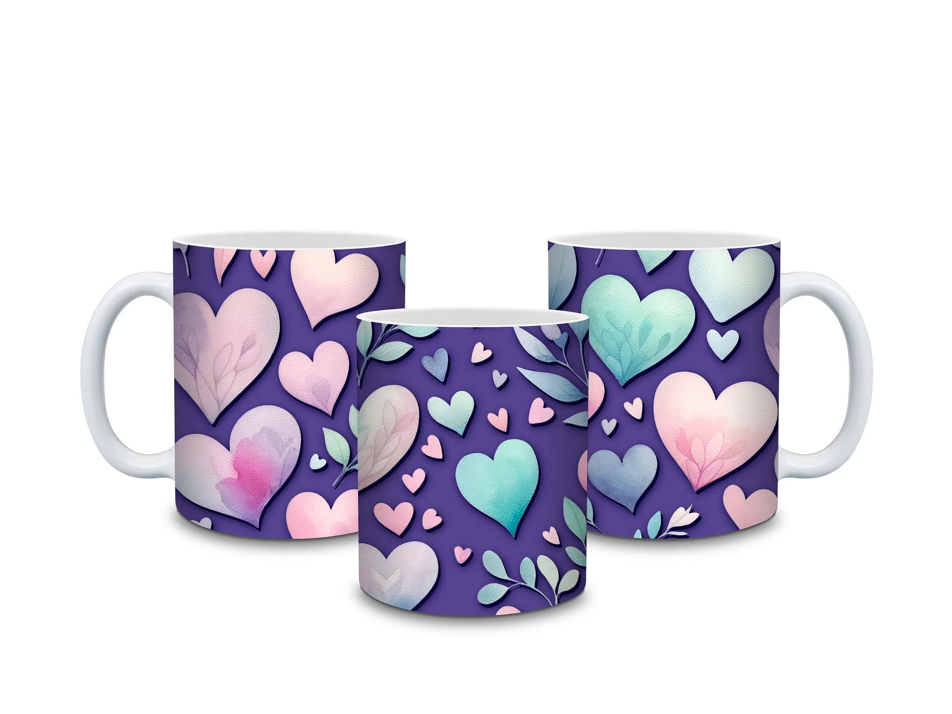 (Grape) Colorful Hearts 11oz Coffee Mug – Cute and Romantic Love-Themed Ceramic Cup – Perfect for Valentine's Day, Anniversaries, or Daily Use" product image (4)