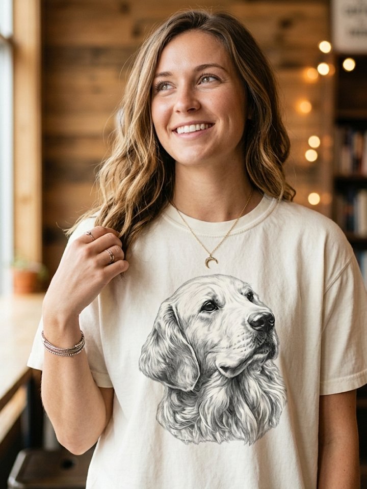 Realistic Golden Retriever Portrait Shirt – Comfort Colors 1717 Vintage Dog Lover Tee product image (1)