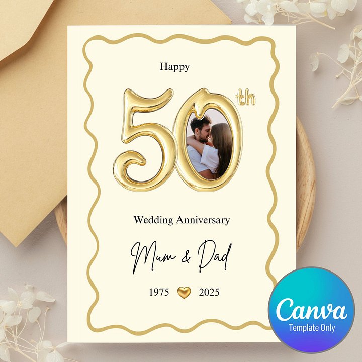 50th Year Wedding Anniversary Photo Card For Parents Template product image (1)